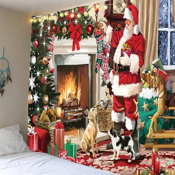 Božićni los Djed Mraz tapiserija crtani ukras zidove spavaće sobe dekorativna tkanina pozadina tkanine Novu Godinu visi