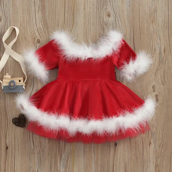 Božićno crvena haljina za djevojčice, smještaj za Haljinu-serija kratkih rukava, Kostimi, Dječji Božićni odjeća od 1 do 7 godina