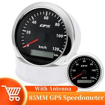 Brod GPS Brzinomjer Vodootporni Mjerač Brzine 7 Boja Svjetla S GPS Antenom Auto-Digitalni Brzinomjer Za Moto Marine