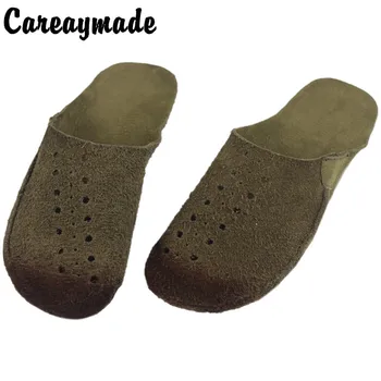 Careaymade -Novi cool proziran prozračna sandale iz kravlja koža antilopa ženske gradijent ispunjava cipele na ravne cipele od prave kože, 3 boje