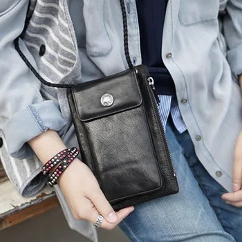 Casual novčanik ručni rad od bičevati s dijagonalom od jednog ramena iphone11 12 mate40, torbica za mobilni telefon
