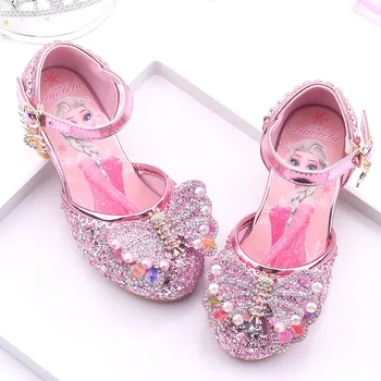 Cipele za nastupe Disney za djevojčice, Dječje Modeliranje cipele Princeza na visoku Petu, Fine cipele Smrznute Эльзы, Modeliranje cipele za modnu Pistu