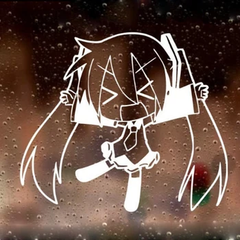 Crna/Srebrna Kawaii Vocaloid Anime Automobil Sticke Odvojiva Vodootporna Naljepnica Na Prozor 15 cm
