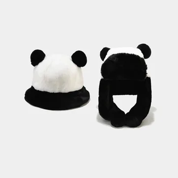 Crtani Slatka Panda Šešir Cosplay Crna, Bijela Boja Panda Kape Trendy Zimske Za Muškarce Žene Plišani Šešir Kantu