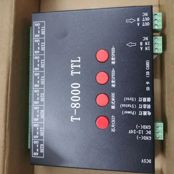 DC5V 12-24 U T8000 TTL SPI Led пиксельный kontroler s programom SD-kartice Za WS2812/WS2811/WS2815/LPD6803/DMX512 Led trake