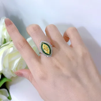 Dijamantni prsten s Topaz Rez Markiza, Trenutno Srebro 925 sterling, Večernje Vjenčano Prstenje za Žene, Vjenčanje Obećani Nakit, Poklon