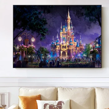 Disney 50-godišnjicu Plakat I Ispise Za Dnevni boravak Disneyland Dvorac Pepeljuga Platnu Wall Art Home Dekor