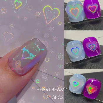 Dizajn noktiju 3D Naljepnice Aurora Naljepnice Za Nokte Dinamičke Srca Dizajn Noktiju DIY Zlatni Laserski Naljepnice U Obliku Srca Pribor Samoljepljive