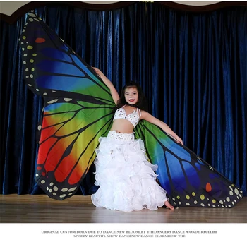 Dječji trbušni ples krila leptira show odijelo rekvizite djevojka plesni kostim šarene krila za trbušni ples koji se prelijeva krila sa štapom
