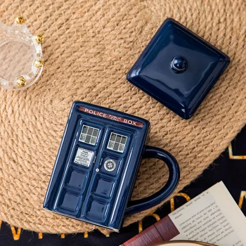 Doktor Koji Tardis Kreativno Policijska Kutija Bubalo Zabavna Keramičke Kava Čajna Šalica Sa Žlicom Poklon Kutija Plave Boje i Mliječni Pića Šalica Za Doručak