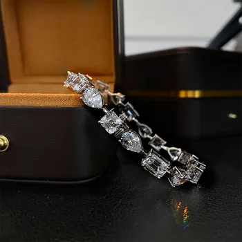 Emerald Narukvica s Dijamantom u obliku Srca Asscher, Trenutno Srebro 925 Sterling, Vjenčani Vjenčanja narukvice, ogrlice za žene, Nakit