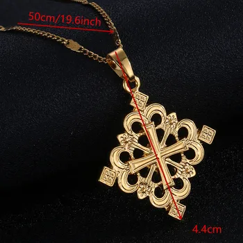 Etiopska Zlatna Boja Križ Privjesak Ogrlice za Žene i Muškarce Eritreja Križ Šarm Nakit