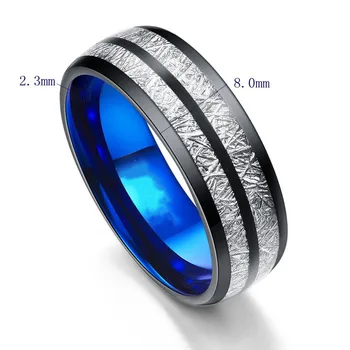 FDLK Zaručnički Prsten 8 mm Širina Muški Ženski Prsten Pribor Black Plavi Prsten Od Nehrđajućeg Čelika Par Anillos Modni Nakit