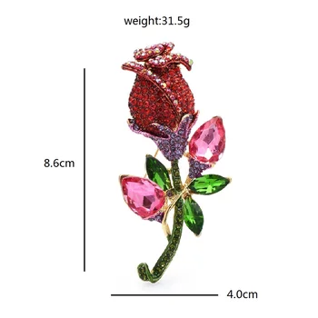 Fizičke & baby Veliki Gorski Kristal Ruža Cvijet Broš Za Žene Unisex Blještavo Klasični Cvijet Večernje Uredski Broš Igle Pokloni