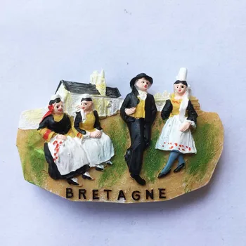 Francuska, Bretanja, narodni ples, trodimenzionalni zbirka, magnetne naljepnice, hladnjak, naljepnice, kreativni turistički suvenir