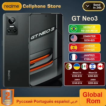 Globalna ugrađena memorija realme GT NEO3 NEO 3 5G Mobilni telefon 80/150 W Super Charge Dimensity 8100 120 Hz AMOLED 4500 mah NFC Smartphone Igre