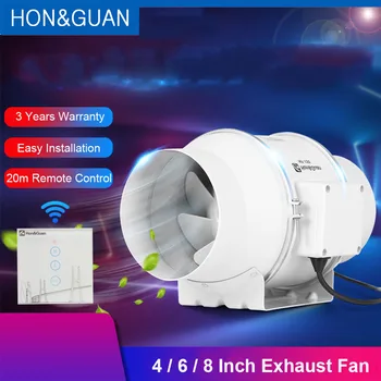 Hon & Guan 4 6 8 inča Tihi Ugrađeni Kanalski Ventilator Bežično Upravljanje Otvor Ispušni Ventilator za Kupatilo Kuhinja Ispušni Ventilator