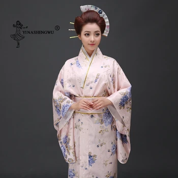 Japan Femmes Japanska Tradicionalna Dugo Kimono S Cvjetnim Ispis Scenski Kostim Cosplay Cotume Azijski Seksi Odjeća Gejše Юката Žene