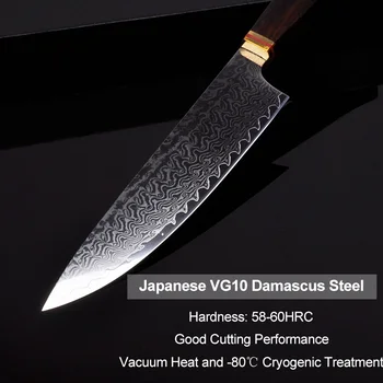 Japanski Set kuhinjskih Noževa od Damast Postali VG10 s drvenom drškom Rozar Sharp Od visoko ugljičnog Стали46-49