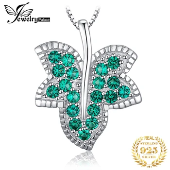 JewelryPalace List Imitacija Nano Smaragd 925 Sterling Silver Privjesak Lanca I Ogrlice Za Žene Dragulj Ogrlicu Sebi, Bez Lanca