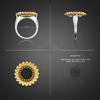 Klasični Modni Prsten s Cvijećem, Elegantan i Nježan dizajn u obliku Suncokreta, Nacionalni cvijet Rusije, pribor za ruke, u poklon mama