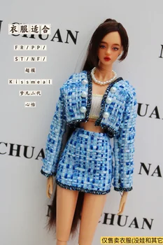 Komplet odjeće ručni rad/plavo kaput s pojasom + suknja + top/30 cm lutkarska odjeća jesen odjeća odjeća Za 1/6 Xinyi FR ST Lutka Barbie igračka