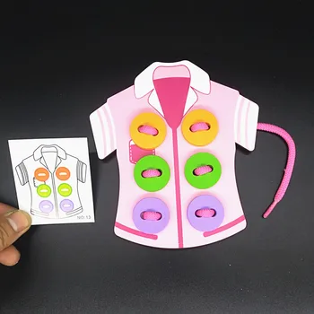 Konac Za Šivanje Gumbe Haljina Odjeća Za Djevojčice, Igra Ručni Rad Dječja Rano Obrazovanje Pribor Za Vrtić Drveni Praktična Igračka Za Život