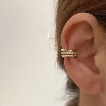 Korejski Boje: Zlatna, Srebrna Boja Twisted Nit Krug Crystal Uha Pljuska Earing Setovi Za Njegu Kože Za Žene Kpop Slovo C Кафф spot za Naušnice Osoba