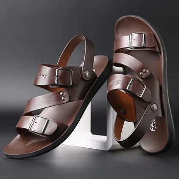 Kožne Sandale WOTTE za Muškarce, Ljetne Sandale, Casual Cipele, Muške Sandale, Nove Modne Muške Plaže Sandale, Sandale Homme Cuir