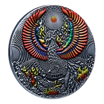 Kreativni Phoenix Nirvana Prigodni Novčić Zodiac Collectible Boji Krila Vatrena Ptica Bagua Taiji Kineska Kultura Kućni Obrt