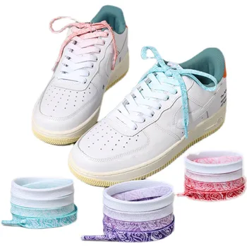 Kvalitetne tkanine gradijent ispunjava vezice za cipele, vezice za cipele s cvijetom kasu za tenisice, modni 0,8 cm ravnim cipelama, AF1/AJ, Vezice za cipele 120/140/160 cm
