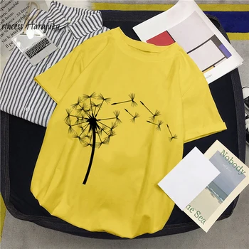 Ljetna Majica 2020, Ženska t-Shirt s po cijeloj površini Buket Maslačak, Kratki Rukav, Svakodnevni Slobodna Žuta majica Za Djevojčice, Student Odjeća, Majice