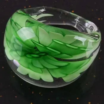 Ljetna Moda Prozirnog Stakla Zeleni Cvijet Liuli Prst Prsten Za Momen Nakit Poklon Za Djevojčice