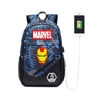 MARVEL USB Punjenje ruksak adolescencija Sjajni ruksak za knjige Velikog kapaciteta vodootporan ruksak za putovanja na otvorenom ispis školska torba