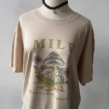 MILF žaba Pismo Za žene t-shirt U stilu punk Zabavna Majica Vintage Rock-Grupa Glazba t-Shirt 70 s 80 s Uniseks Moda Odjeća