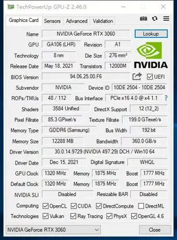 MLLSE Grafička kartica RTX 3060 12 GB IGRE grafička kartica NVIDIA GPU GDDR6 192 bita HDMI * 1 DP * 3 PCI Express 4,0x16 rtx3060 12 GB Grafička kartica