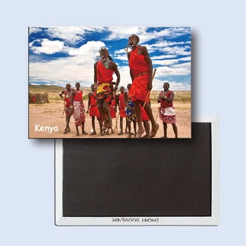 Magneti Za Hladnjak za putovanja 78*54 mm, Ples Ratnika masai Nacionalni rezervat Masai Mara, Kenija Turističke Tvrdi Magneti 20653