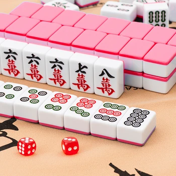 Mahjong kartice potrošačke ručni trenja 40 mm high-end 144 kom dar mekana torba stolnjak kosti čips obiteljska zabavna igra mj17