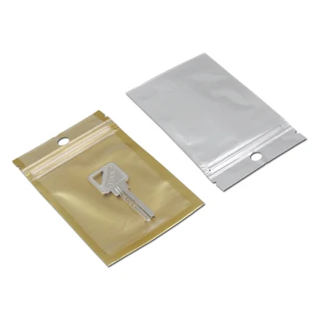 Mali 7,5 * 12 cm Zlatni/Transparentno self-brtvljenje Plastičnu vrećicu Za Maloprodajnog Pakiranja Munje, Torba Za Pohranu s Patent-zatvarač, Otvor Za Vješanje