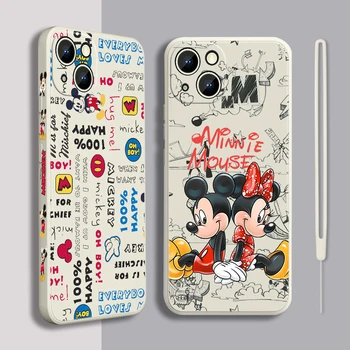 Mickey Mouse par slatka Torbica Za mobitel Apple iPhone 13 12 11 Mini Pro XS MAX XR X 8 7 6S SE Plus Tekući Lijeva Веревочная Poklopac Fundas