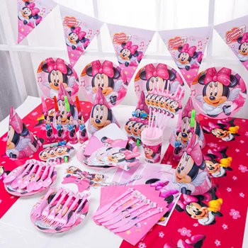 Minnie Mouse Tema Party Pribor Za Jednokratnu Posuđe Set Šalica Tanjur Balon Dječji Tuš Djeca Rođendan Djevojke Omiljeni Ukras