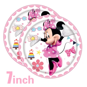 Minnie Mouse Večernje Pribor Za 8 Osoba Minnie Mouse Tanjuri, Šalice Stolnjak Maramice Poklon Paket Nakit Na Dan Rođenja za Djevojčice