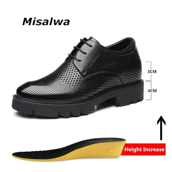 Misalwa/Otvorena ljetna/zimska cipele s platformom i Visokom potpeticama visokim 4/7/9 cm, Muške Kožne cipele u stilu derbi, gospodo modeliranje cipele s Liftom