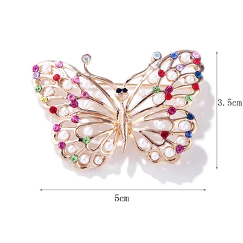 Moda Pomiješan Boje Crystal Simulacija Biser Leptir Broševi Insekt Pin Ženska Odjeća Odjeća, Nakit, Pribor Dar Za Zurke