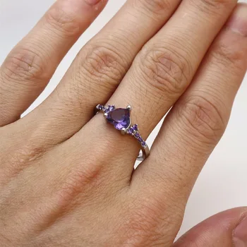 Modni Prsten, Ženske Fin Nakit, Smještaj za Prsten s Ljubičastim Crystal u obliku Srca, Donje Vjenčanje Večernjim Nakit Proizvod na Veliko