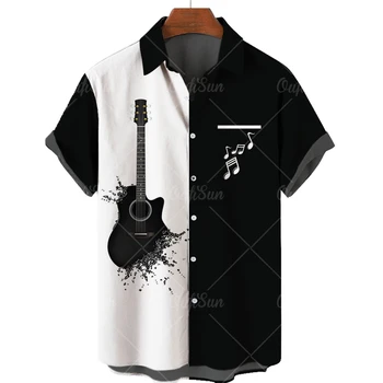 Muška Havajski Majica Kratkih Rukava, Gitara, 3D Print, Svakodnevni Slobodna Muška Majica na Pruge, Velike Dimenzije 5XL2022