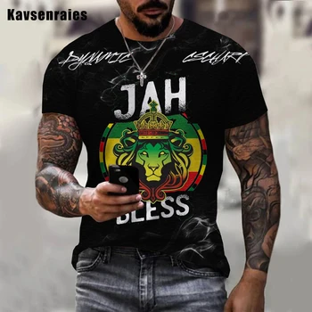 Muška Majica s 3D Ispis Jah Bless, Svakodnevni Cool Muške I Ženske t-shirt u reggae stilu, Bob Marley, Негабаритная Majica Kratkih Rukava
