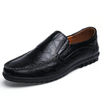 Muške casual cipele od prave kože, luksuzni brand 2023, gospodo natikače, Prozračna Слипоны, crne cipele za vožnju, velike Dimenzije 37-47