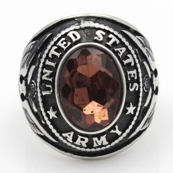 Muški prsten od Nehrđajućeg Čelika 316L sa Kamenom Vojni Veteran Vojske SAD-a iz Sjedinjenih američkih Država