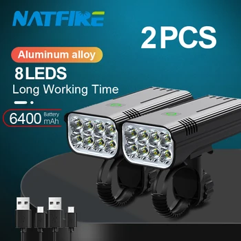 NATFIRE 6400 mah Biciklistička fenjer USB Punjiva 3600LM Biciklistička Lampe 8LED Super Svijetle Svjetiljku Prednja Svjetla i boja dugo svjetlo